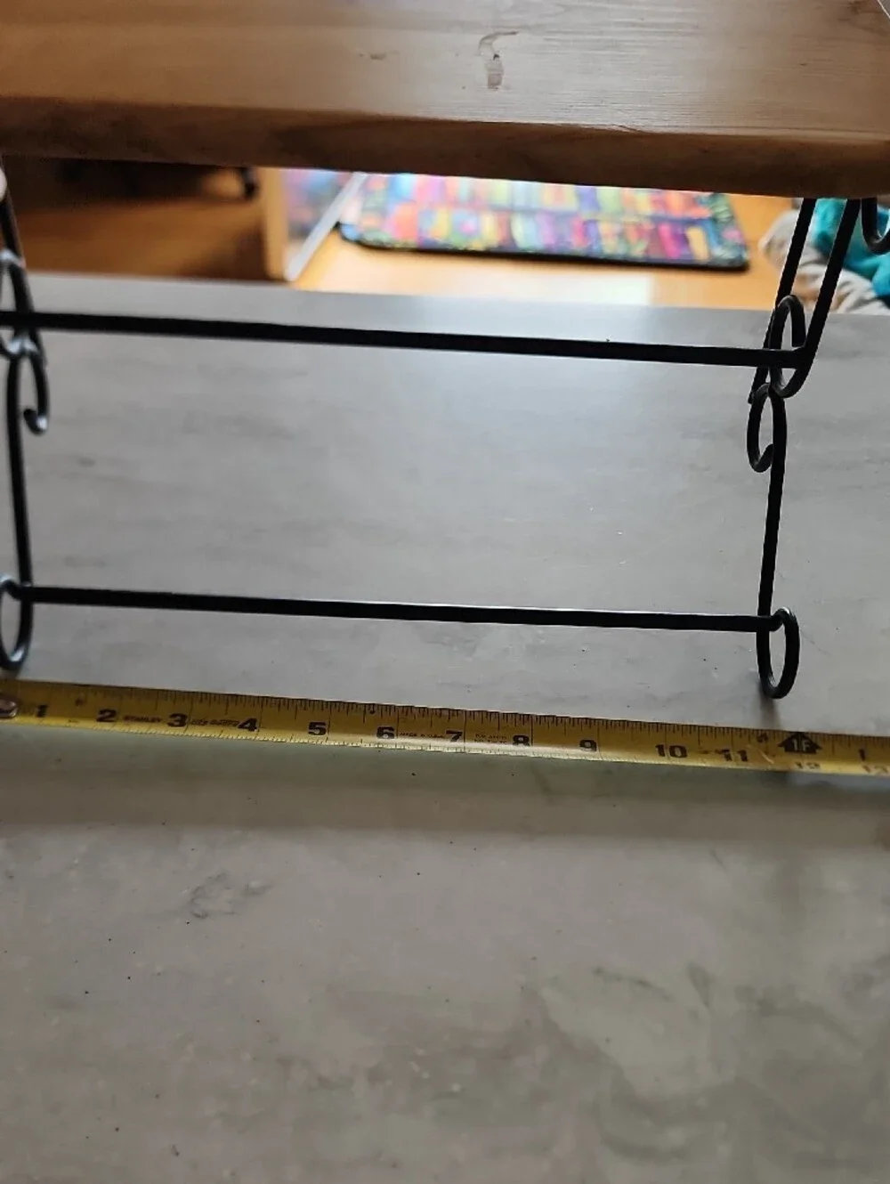 Stanley Black Metal and Natural Wood Wall Display Shelf